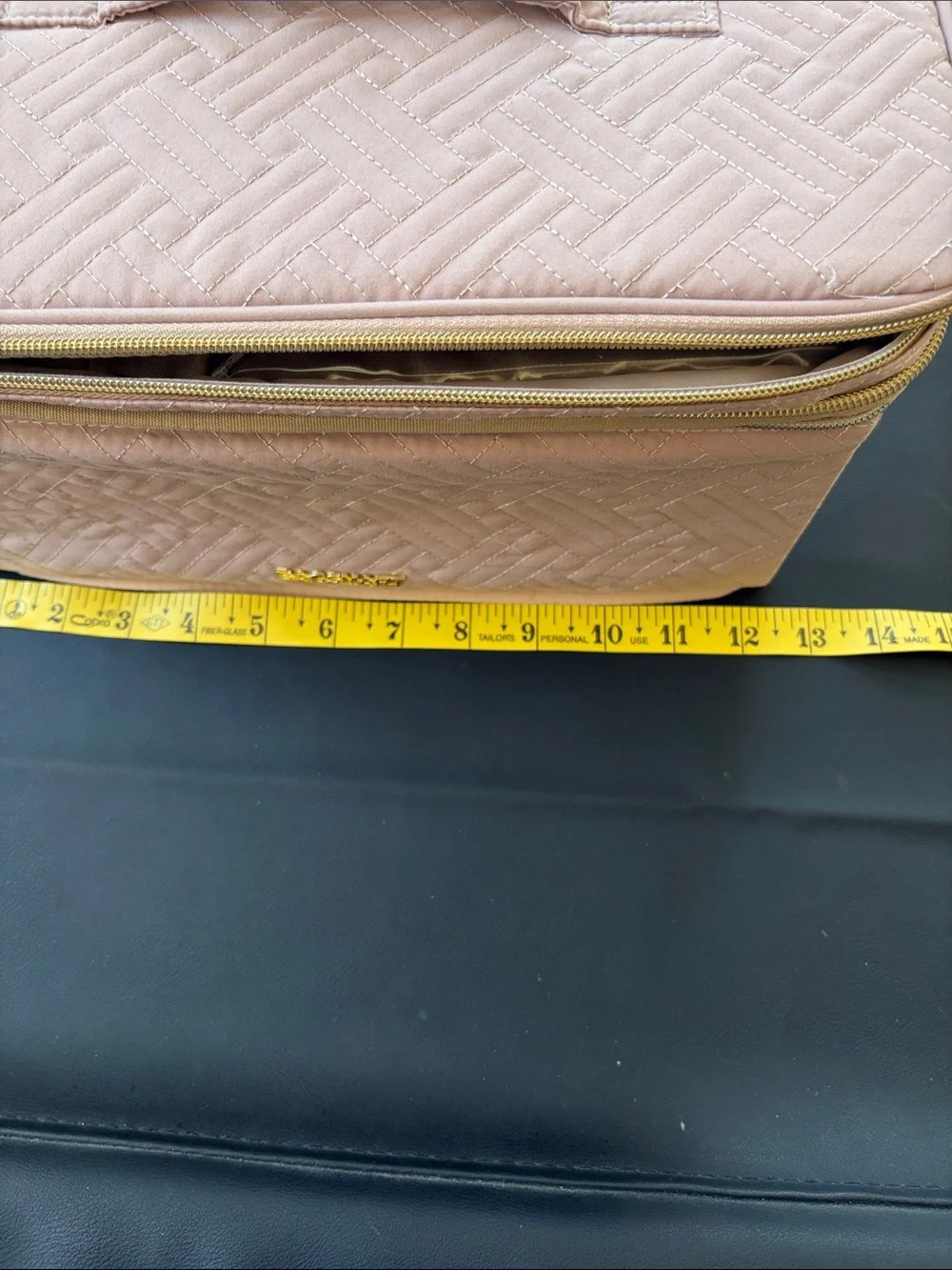 BAGSMART Quilted Travel Makeup Train Case Organizer Blush Pink NWT